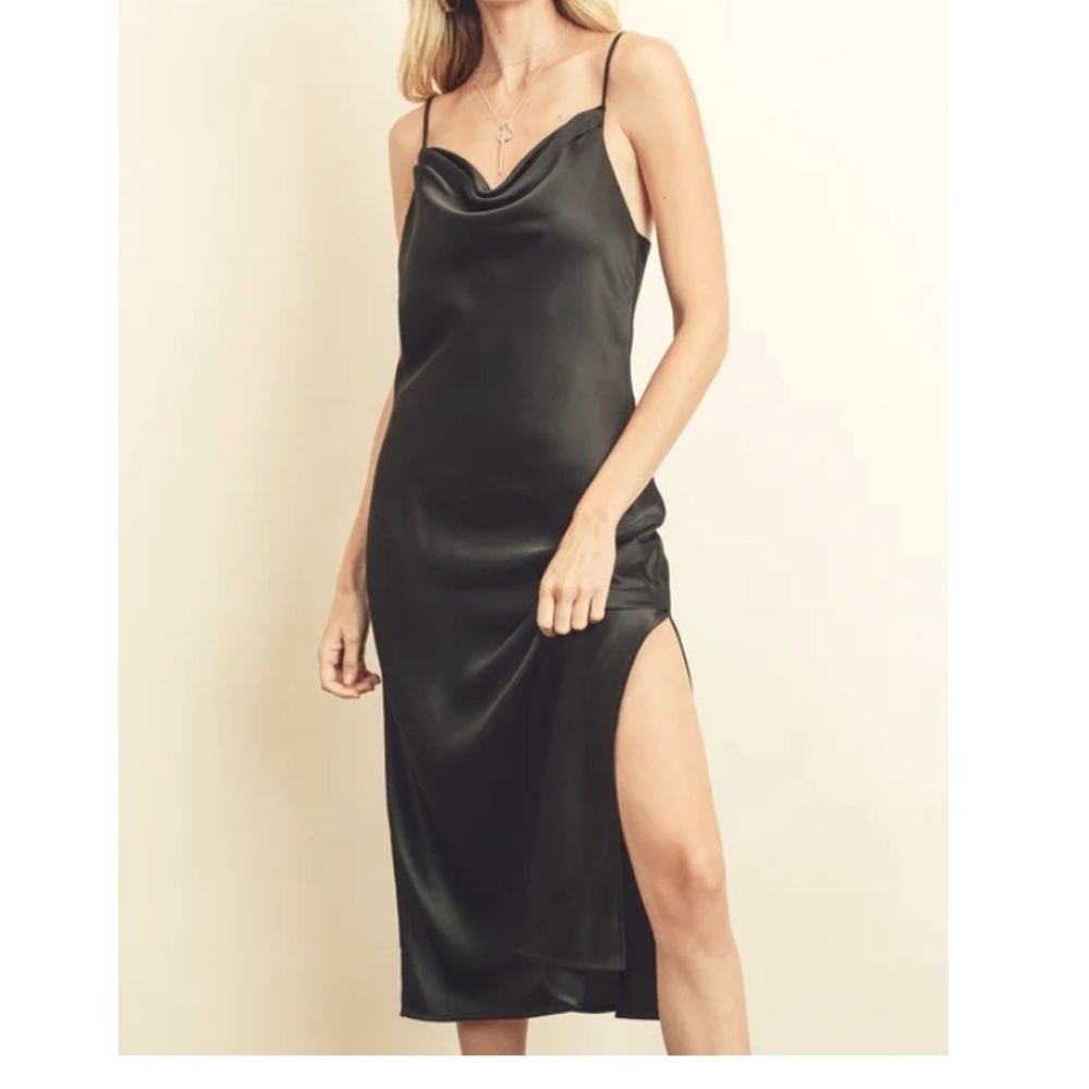 Banana Republic strappy black slip midi Dress Large Petite